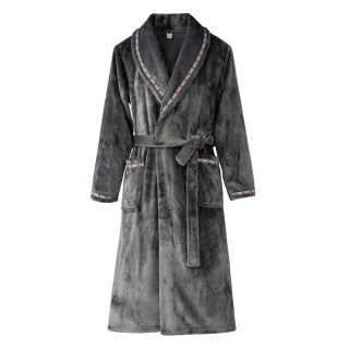 Pajamas men's bathrobes autumn and winter flannel thickened long plus velvet couple robes coral fleece winter pajamas men's winter