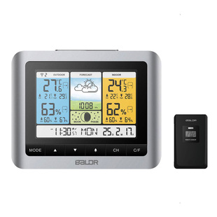 易美特彩屏背光气象站家用无线电子温度计湿度室内外天气挂表闹钟