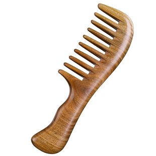 绿檀木按摩梳子檀香木正品大齿宽齿卷发长发男女士家用专用静电防