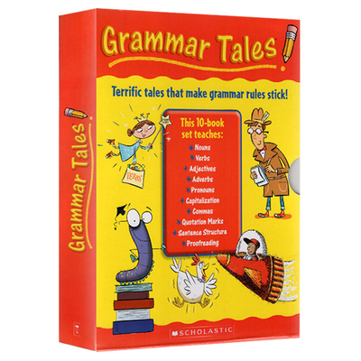 英文原版 Scholastic Grammar Tales 10册  学乐语法学习绘本故事书家庭教辅盒装 学乐美国小学语法学习故事