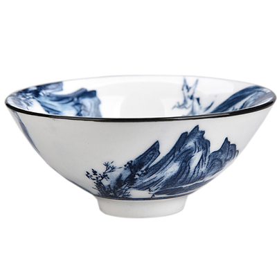 陶瓷青花单个手绘斗笠品茗小茶杯