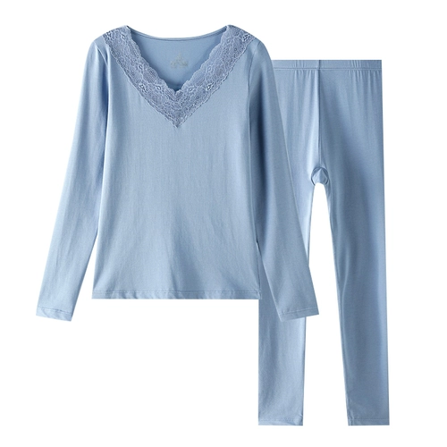 Демисезонное удерживающее тепло нижнее белье, цветной кружевной комплект, термобелье, облегающий крой, кружевное платье, V-образный вырез