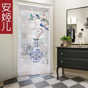 儿画帘水晶珠帘客厅隔断中式y门帘玄关水晶帘中国风挂帘图案帘