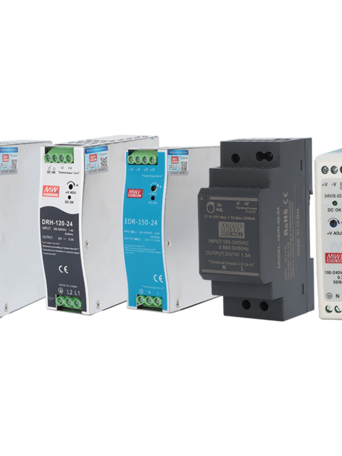 MINGWEI EDR 카드 레일 NDR 레일 스위칭 전원 공급 장치 24V12V DC 30|60|120|480W 변압기 DR