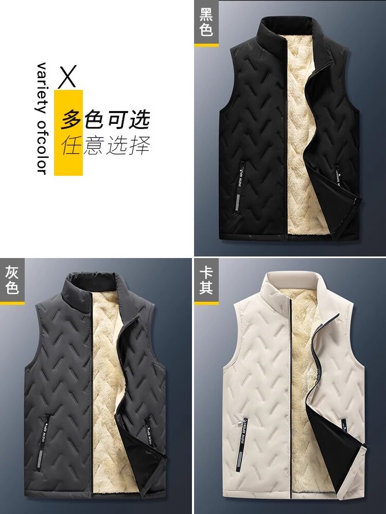 THICKENED LAMB WOOL VEST MENS AUTUMN AND WINTER NEW DOWN COTTON HORSE JACKET VEST WINTER WARM COTTON JACKET JACKET TOP