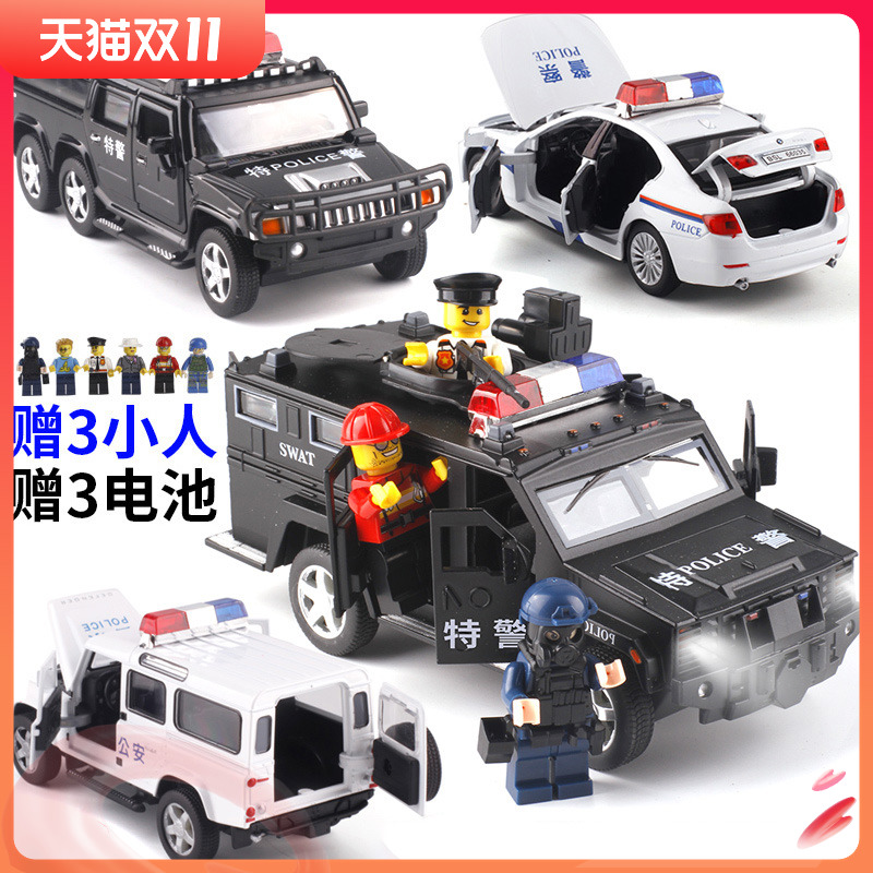 维和UN防暴车装甲车特警合金车警车模型声光男孩儿童玩具小汽车