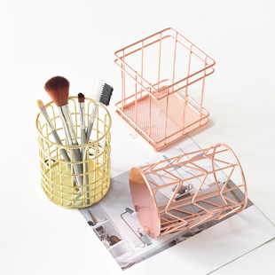 速发创意时尚化妆刷办纳室装饰书桌面金笔收公筒属筒包邮