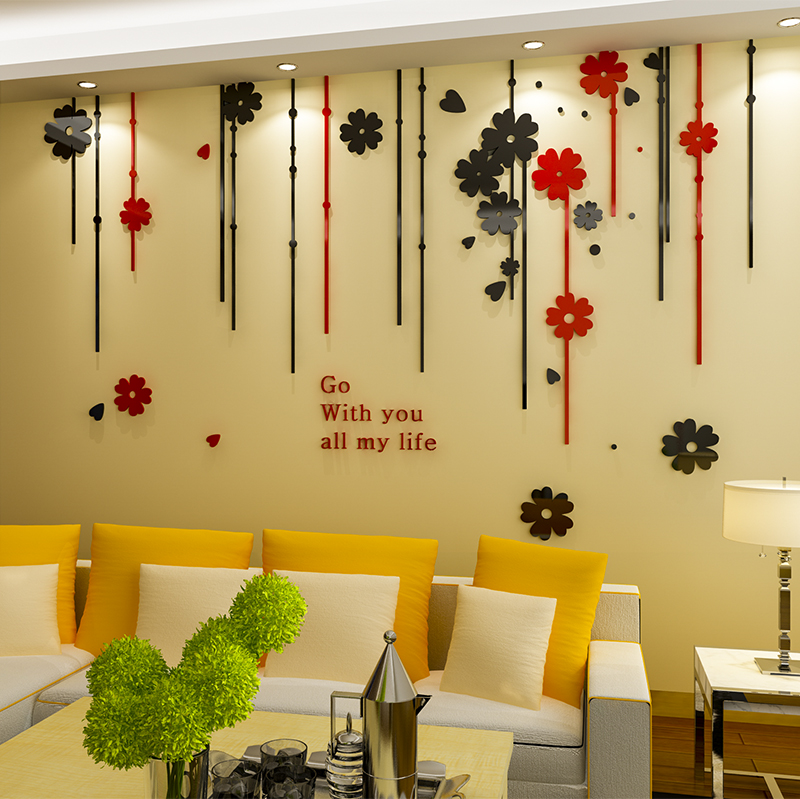 速发帘子晶体亚克力水立墙贴画 家厅卧室沙发电视背景墙客居装饰