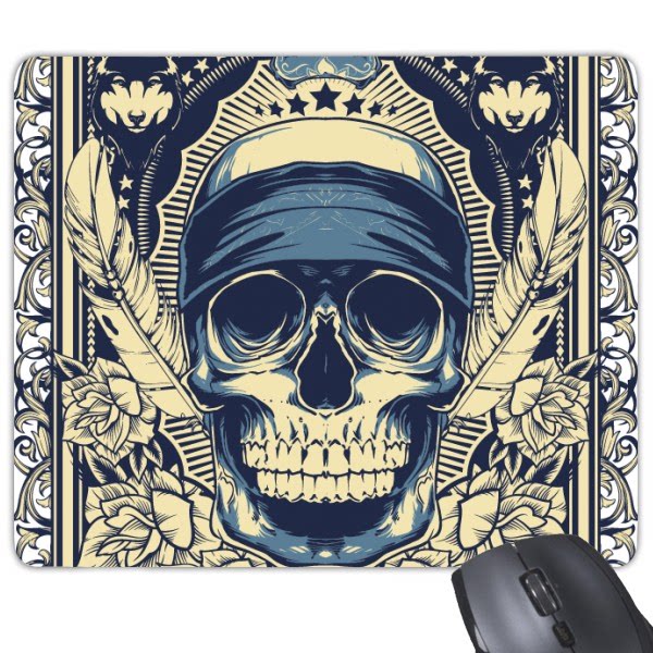 夺命印第安骷髅祭司祭祀图腾纹身插画图案游戏防滑橡胶鼠标垫