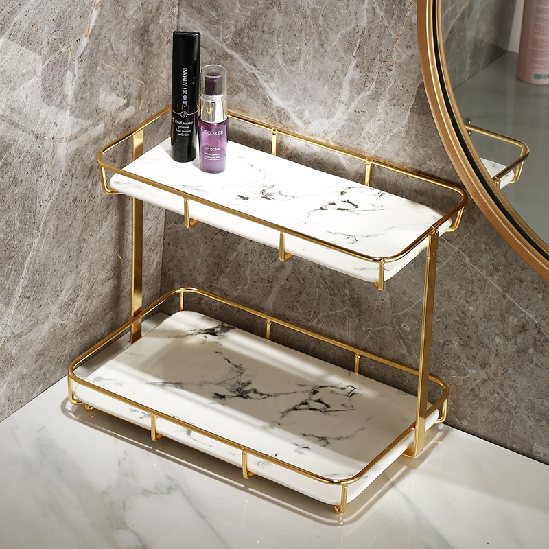 卫生间洗手洗漱台面置物架浴室厕所轻奢桌面梳P化妆用品收纳架子