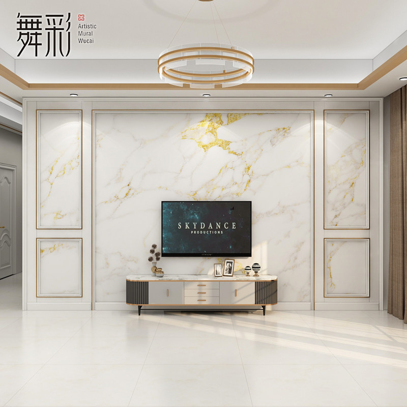 高档金色大理石纹墙布电视背景墙壁纸现代简约客厅沙发影视墙壁画