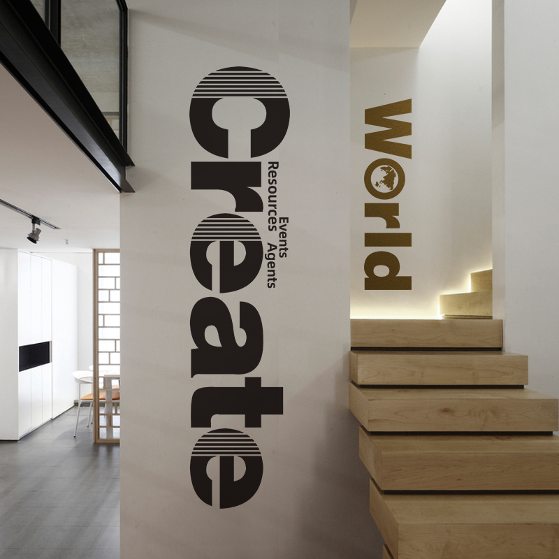 速发办公室装饰纸贴欢文创意英贴墙沙发背景墙公司企业励志墙面布