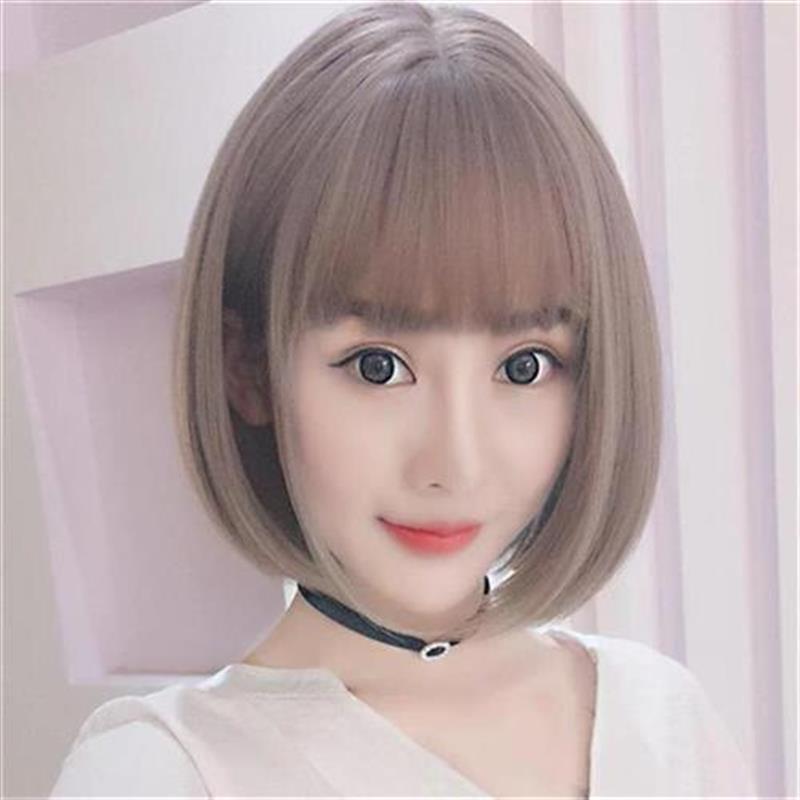 新品短发造型头套全自然女s发y女顶假发套整p孩人发丝