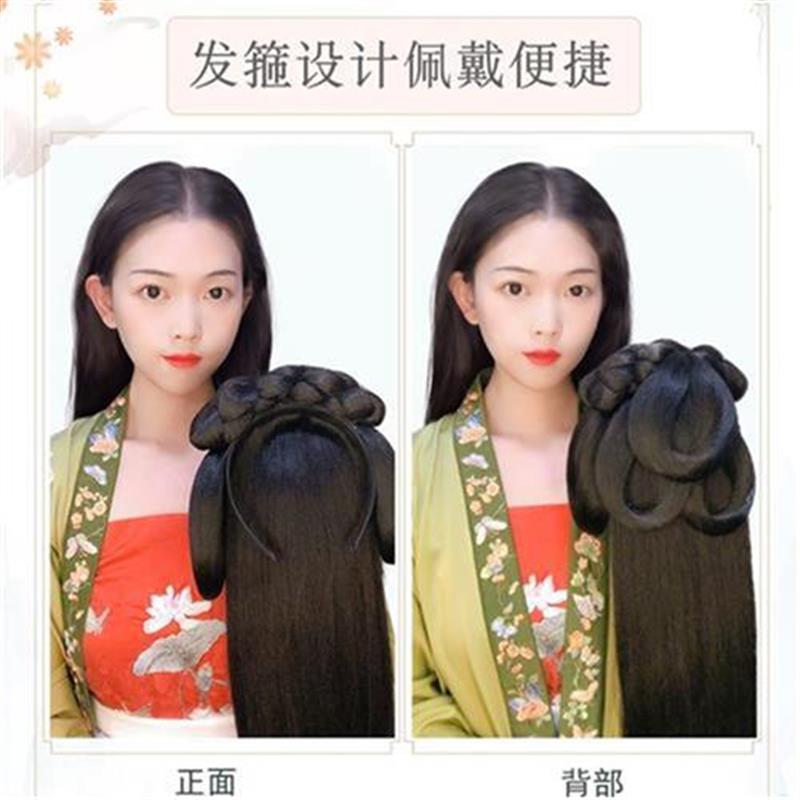 汉服头发造型全头套假发一体式发包古风j女垫发古装发型造型发髻