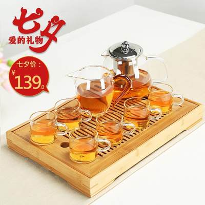 耐套语阁茶壶热装玻璃茶杯茶具倾语花茶送Q盘夕红茶竹茶七。