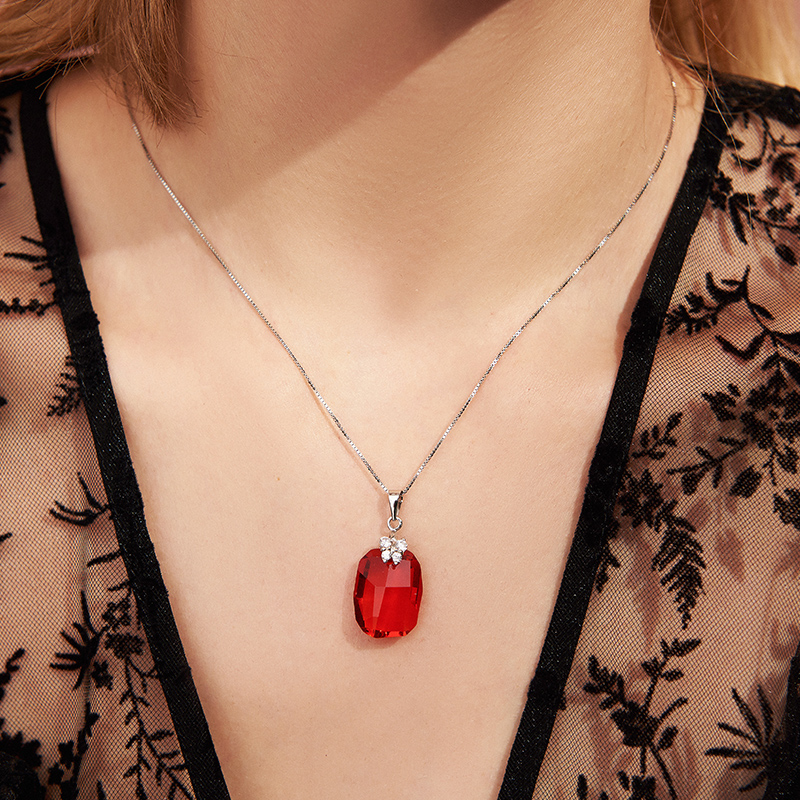 牛年本命年礼物925水晶吊坠挂件项链女中国红民族风个性饰品