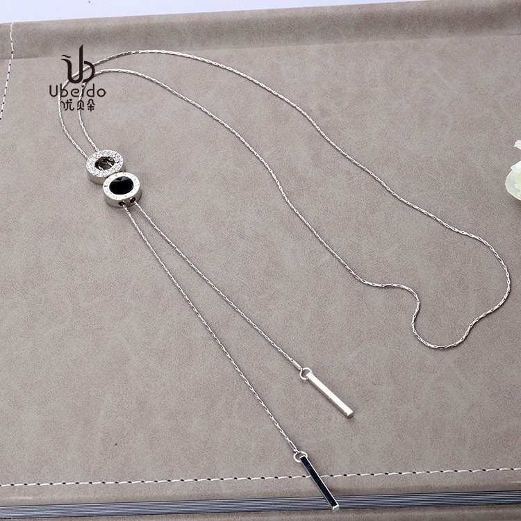 项链女长款挂件秋冬百搭韩版时尚气质简约水晶流苏挂链装饰毛衣链