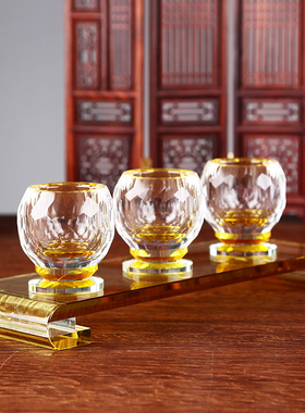 速发供佛水晶玻 水晶 璃供杯杯佛前圣水杯 供水杯供佛杯 贡杯贡台