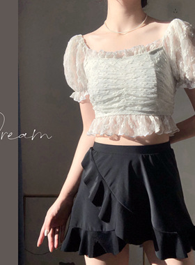 速发游20保0新款2守分体白色温式遮肚学生裙泉度假