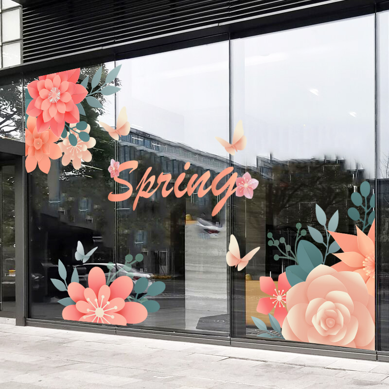 夏季上新玻璃贴纸店铺装饰布置创意贴膜门橱窗服装鞋包店静电贴画