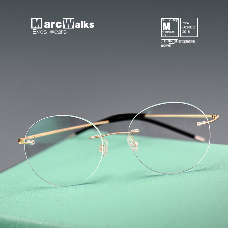 纯钛无框眼镜近视眼镜框眼镜架镜框圆复古超轻眼镜乔X布斯男女13