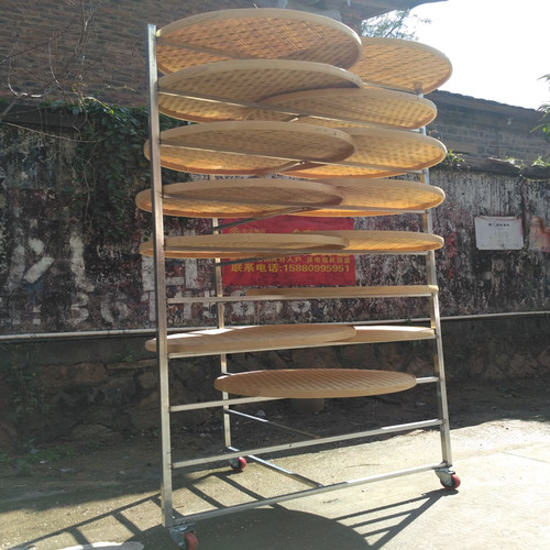 茶叶凉青架晾镀锌铁晒架制茶用具簸箕铁架 竹制品竹编 竹筛放置架