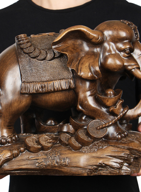 招财大象摆件大号风水象一对家居客厅酒柜电视柜创意装饰开业礼品