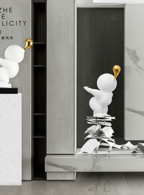 抽象吹泡泡人物雕塑酒店大堂装置艺术品客厅卡通橱窗装饰落地摆件