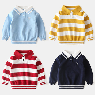 儿童毛衣纯棉翻领洋气宝宝上衣韩版春秋装新款童装男童针织衫薄款