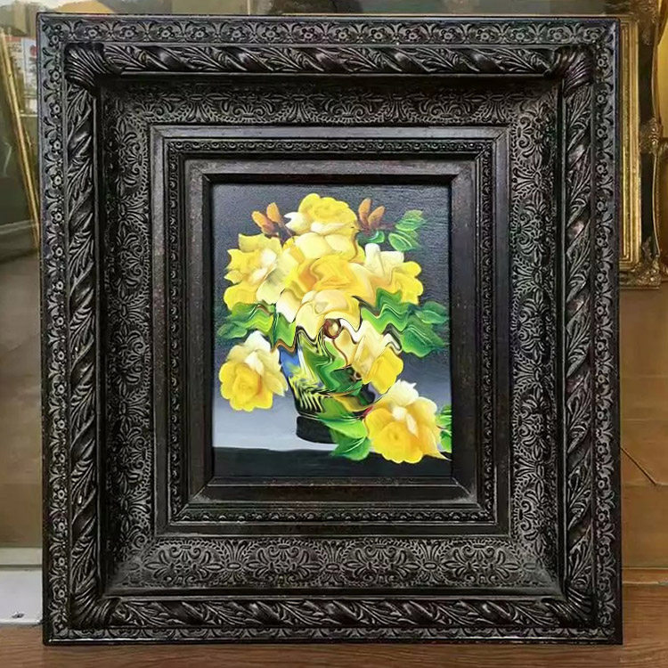 欧式实木油画框相框黑色做旧画框美式简约油画装裱宽度13cm厚6cm