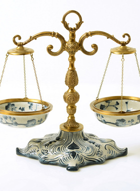 美式欧式新古典天平称摆件 家居饰品样板房奢华客厅玄关摆设品