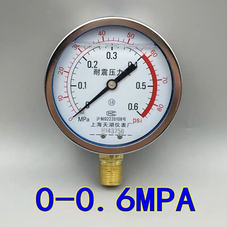 上海天天湖仪表厂耐震抗震压力表YN-100 0- 1 1.6 2.5mpa油压液压