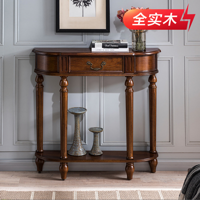 美式实木超薄玄关桌欧式轻奢靠墙玄关柜走廊过道玄关台端景柜超窄