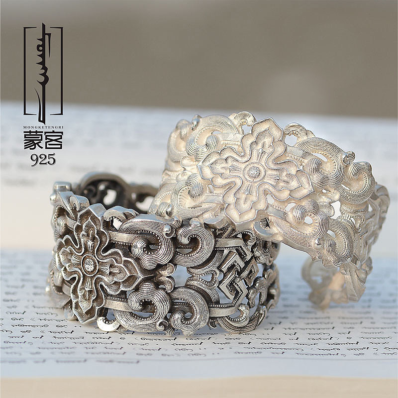 银手镯手工纯银个性镯子民族风男女款情人节礼物送女友送妈妈蒙客