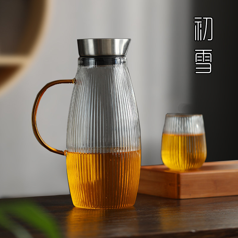 夏季冷水壶套装茶壶耐高温日式凉水瓶玻I璃壶家用防爆大容量晾水