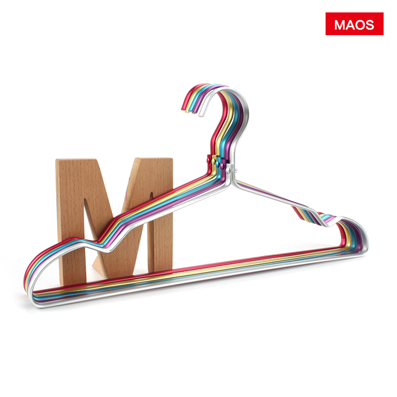 Maos炫彩铝合金l多色衣架防滑晾衣架金属晒衣挂服装店展示晾晒衣