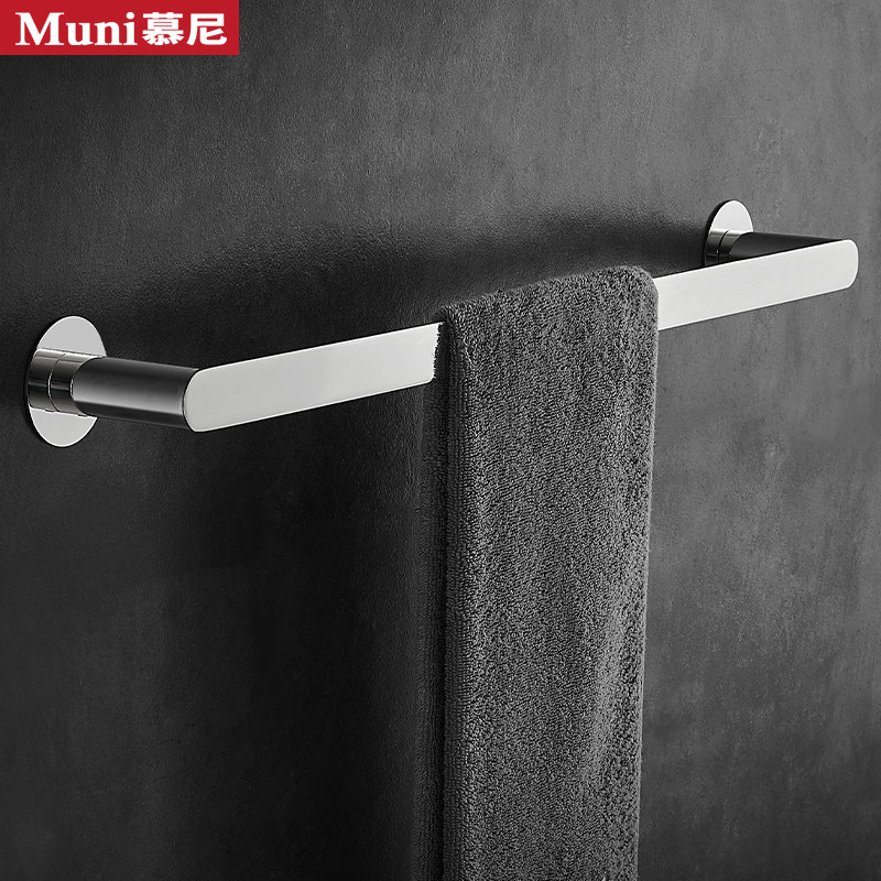 毛巾杆单杆304不锈钢免打孔卫生间毛巾架创意浴巾架轻奢浴室架子