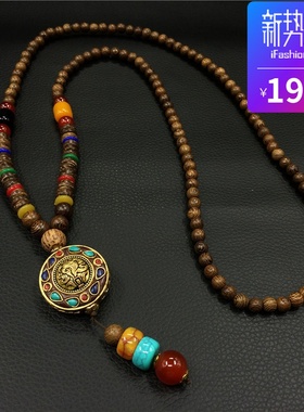复古民族风项链男女文艺棉麻服饰挂件饰品配饰长款个性毛衣链百搭