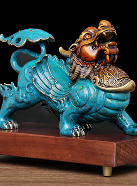 铜貔貅摆件大号风水招财t霸王飞天貔恘客厅玄关办公室桌酒柜装饰