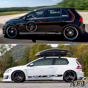 大众新高尔夫7.5车贴拉花GOLFy 饰腰线车贴 7侧裙贴拉花GTI车身装