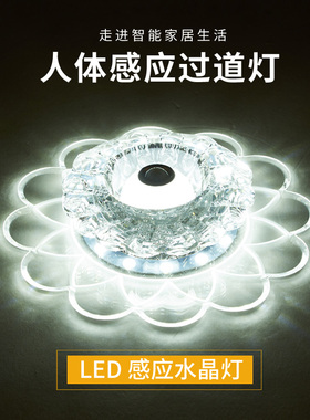 人体感应灯led红外水晶过道灯玄关走廊灯楼道楼梯入户门厅吸顶灯