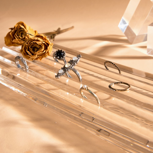 饰季陈列亚克力戒指展示架高档戒指收纳托盘饰品架首饰拍照道具