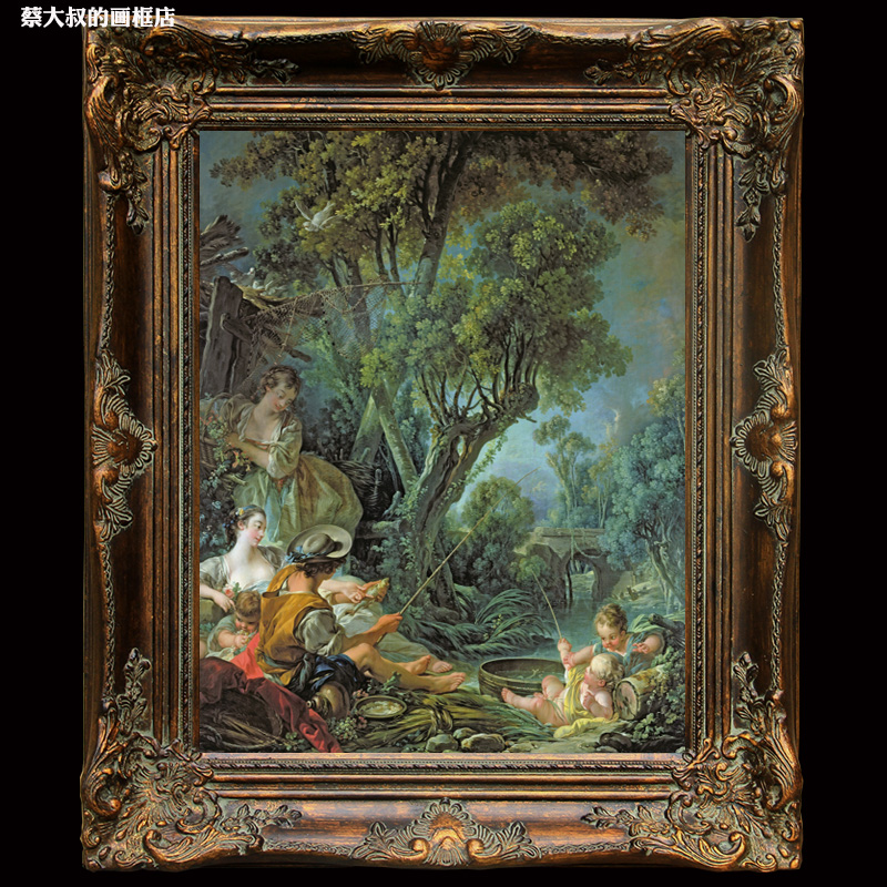 油画框深色做旧复古欧式角花框画框定做尺寸镜框定U做暗金色实木