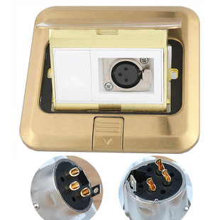 母卡农话筒地插纯铜m 单口公卡龙麦克风调音台地面插座弹起式防水