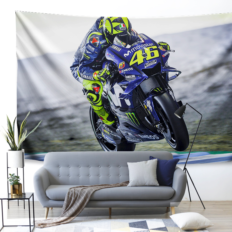 网红机车摩托车马奎斯罗西u卧室客厅装饰挂毯挂布工作室壁毯背景
