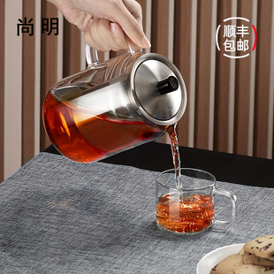 尚明耐热玻璃大容量茶壶带过滤养生煮茶器茶具家用电陶花茶泡茶器