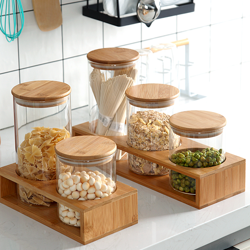 陈列玻璃密封罐瓶子零食茶叶储物罐干果杂粮罐咖啡豆冰糖收纳盒架