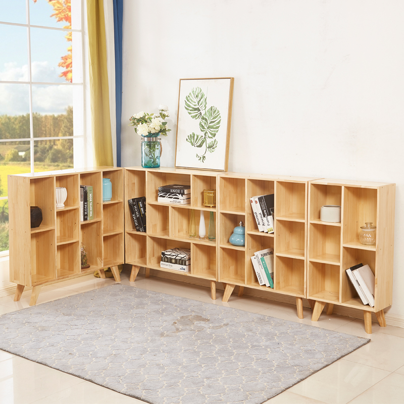 速发合童书架绘本简架易置物架落地简约客厅矮柜实木组儿书柜