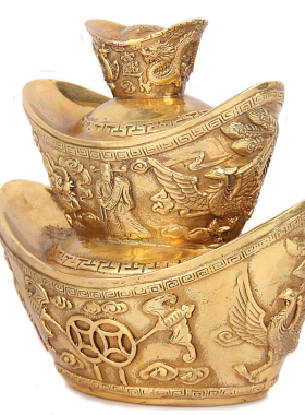 速发纯铜金元宝摆件招大工艺居财号客厅店铺家品饰品摆设开业礼品