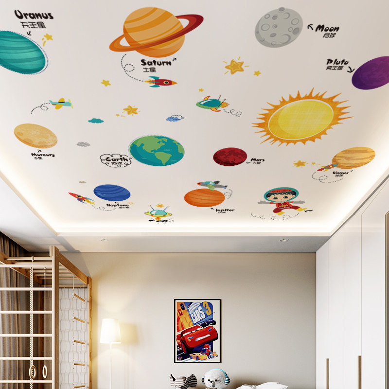速发星空贴纸男贴卧室装饰画顶吊天花板孩画屋顶自粘儿童房间布置